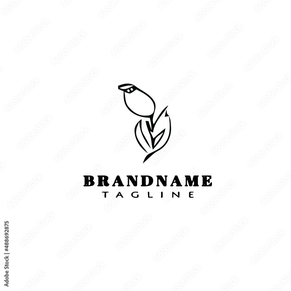 Fototapeta premium flower logo cartoon icon design template black isolated vector illustration