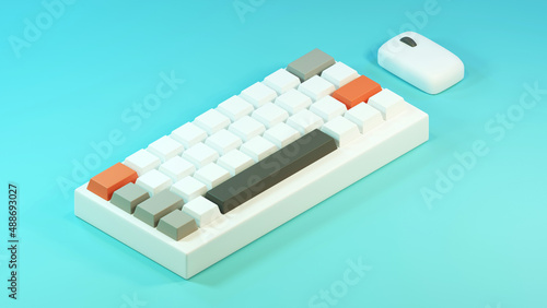 Wireless keyboard and mouse isometric 3D