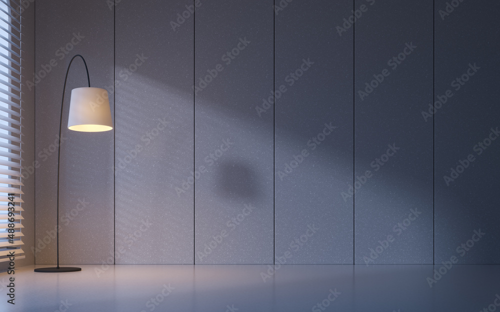 Empty room with light illuminated, 3d rendering. Stock Illustration