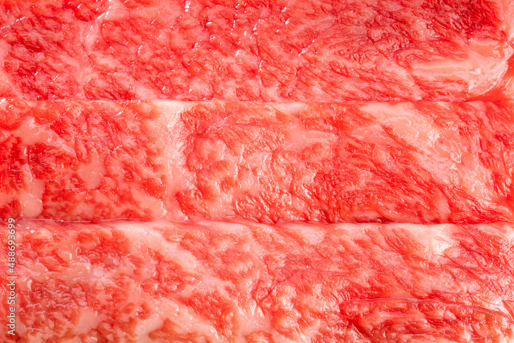 Fresh Premium Rare Slices Wagyu beef with marbled texture. Fresh Premium Rare Slices Wagyu beef with marbled texture.