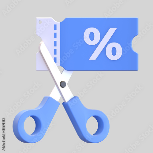 discount price cut ticket voucher icon e commerce 3d render illustration