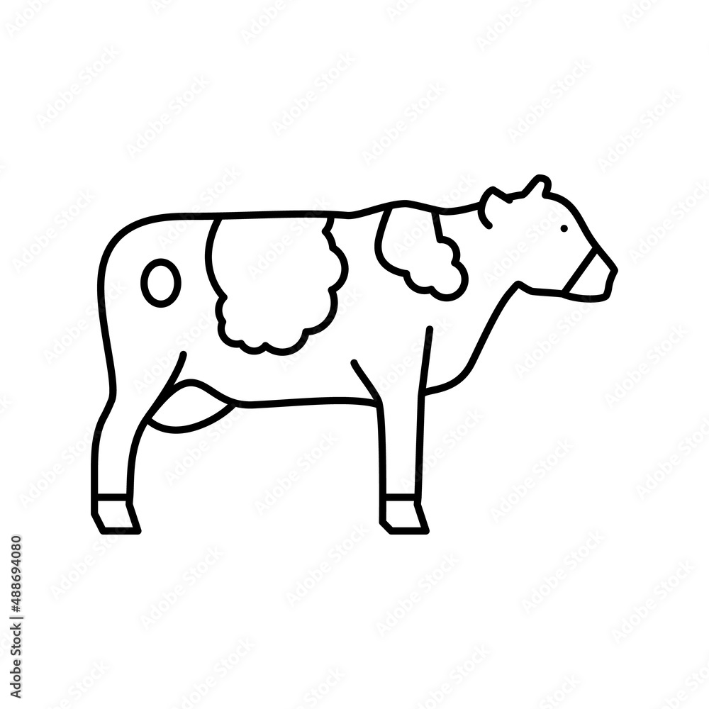 cow domestic animal line icon vector illustration
