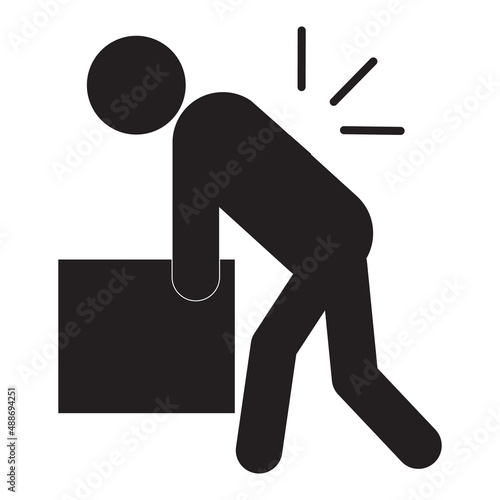 lifting hazard icon on white background. handling goods rule symbol. back injury sign. flat style.