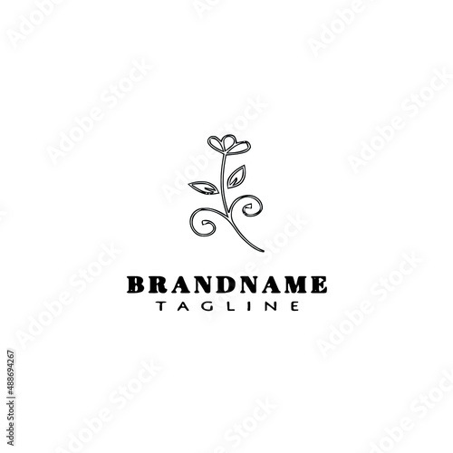 flower logo cartoon icon design template black style vector illustration