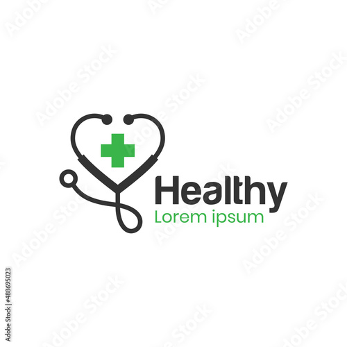 medicine doctor logo with the stethoscope and medical cross icon vector symbol for world health day element design