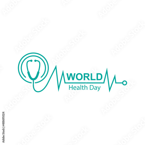 medicine doctor logo with stethoscope and heart rate medical icon vector symbol for world health day element design