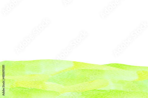 草原と若葉の水彩画