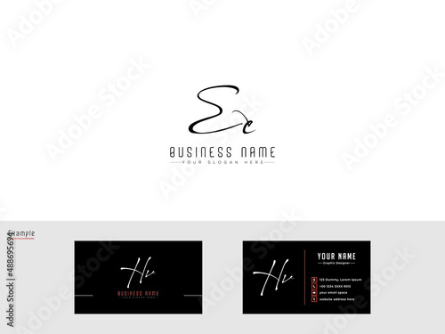 Signature EE ee  letter, Ee logo concept with Black and white business card design