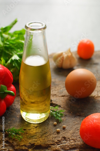 cooking oil and vegetables