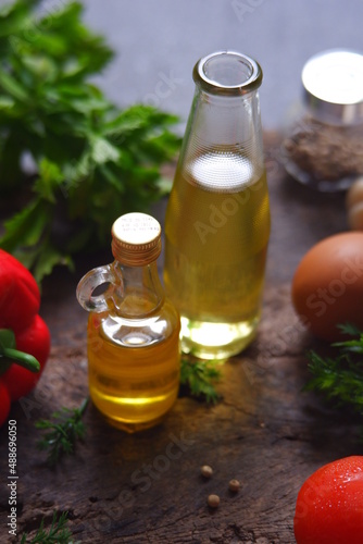 cooking oil and vegetables