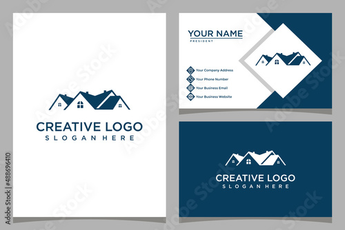 home design logo template with business card design