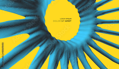 Modern background design. Realistic plastic element in dotwork style. Pointillism graphic. Dot stipple design. 3D vector illustration for banner, flyer, poster, cover or brochure.