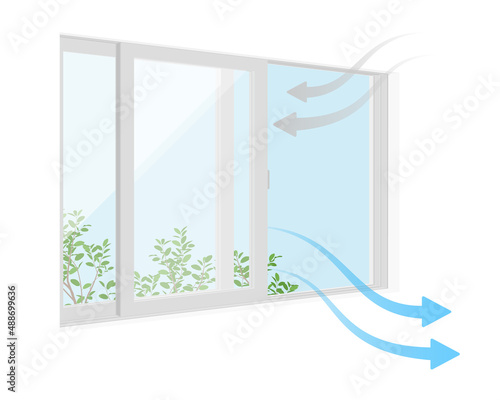 Vector illustration of open the window to air out the room.