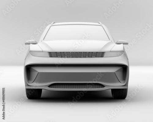 Clay model rendering of generic Electric SUV sports coupe. 3D rendering image.
