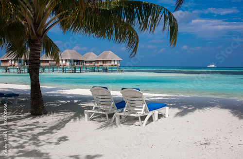 Fototapeta Naklejka Na Ścianę i Meble -  Beach chair on Maldives beach