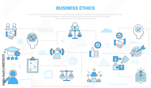 business ethics concept with icon set template banner with modern blue color style