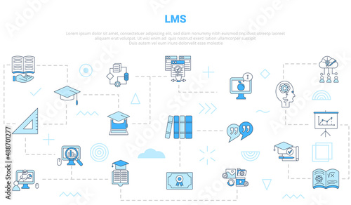lms learning management system concept with icon set template banner with modern blue color style