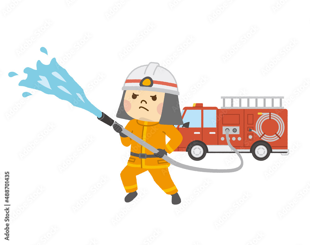 消化活動をする消防士 Stock Vector Adobe Stock