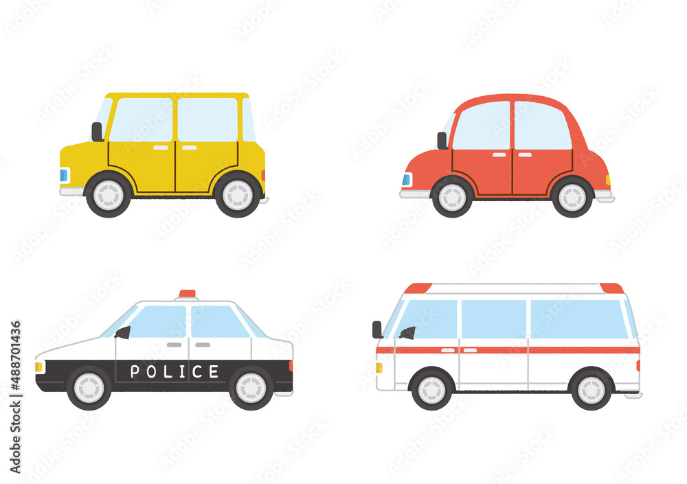 自家用車 パトカー 救急車 自家用車 パトカー 救急車
