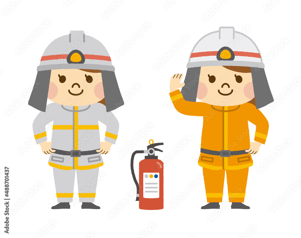 消防士と消化器