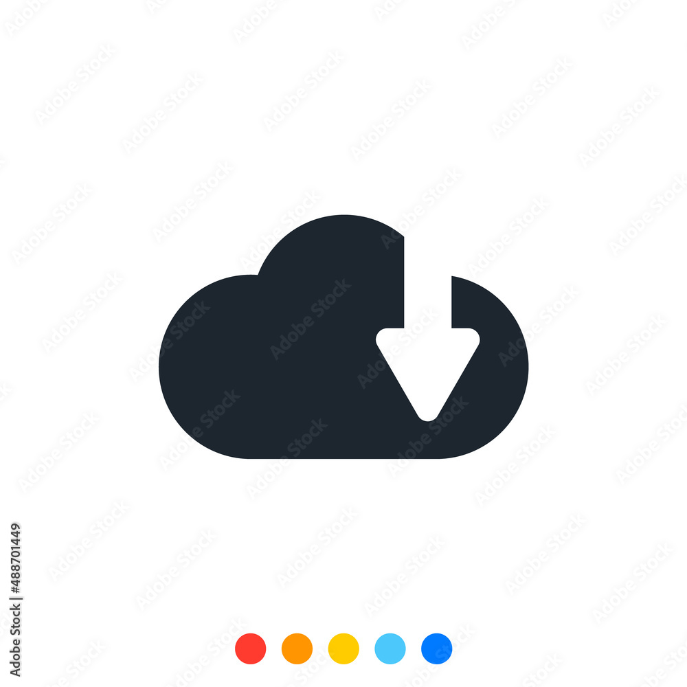 Cloud download icon, Cute cloud icon. Cloud download icon, Cute cloud icon.