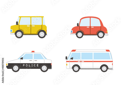 自家用車　パトカー　救急車