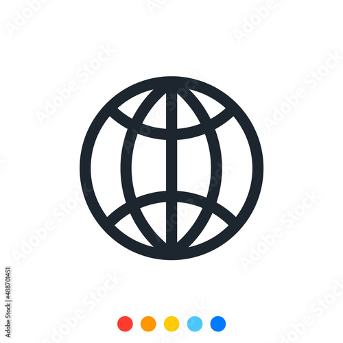 Simple globe icon  Internet web browser icon.