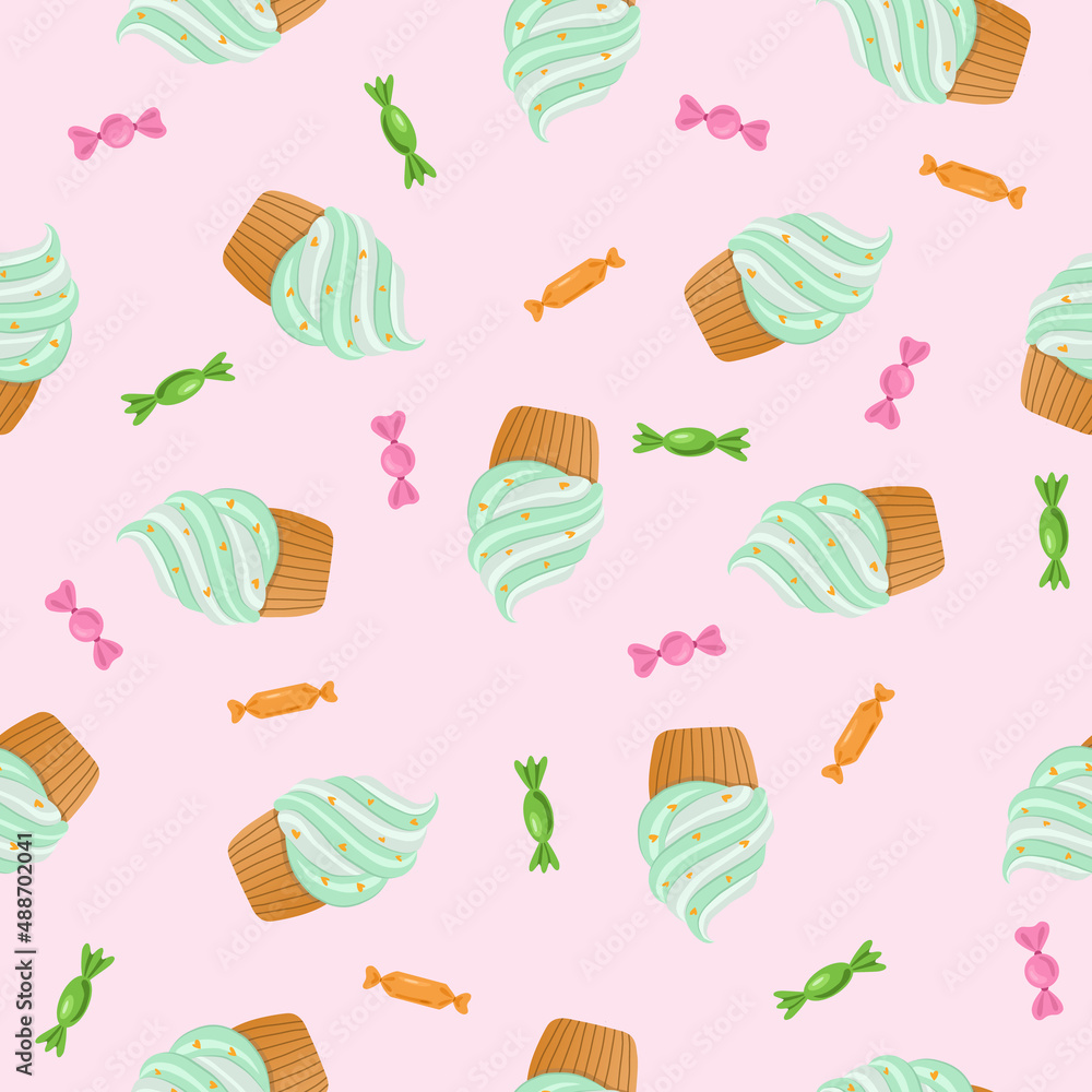 seamless vector candy pattern