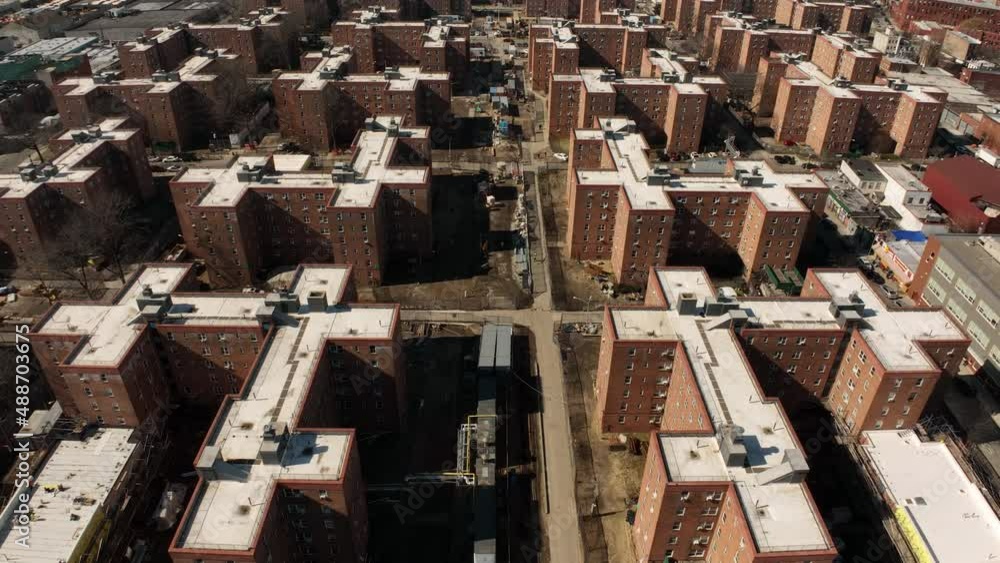lower flying forward over Red Hook Houses projects in Brooklyn lower flying forward over Red Hook Houses projects in Brooklyn