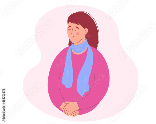 Depressed young girl is crying. Weeping woman emotions grief, sorrow, sadness
