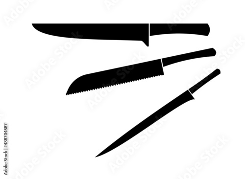 assorted kitchen knife silhouette vector