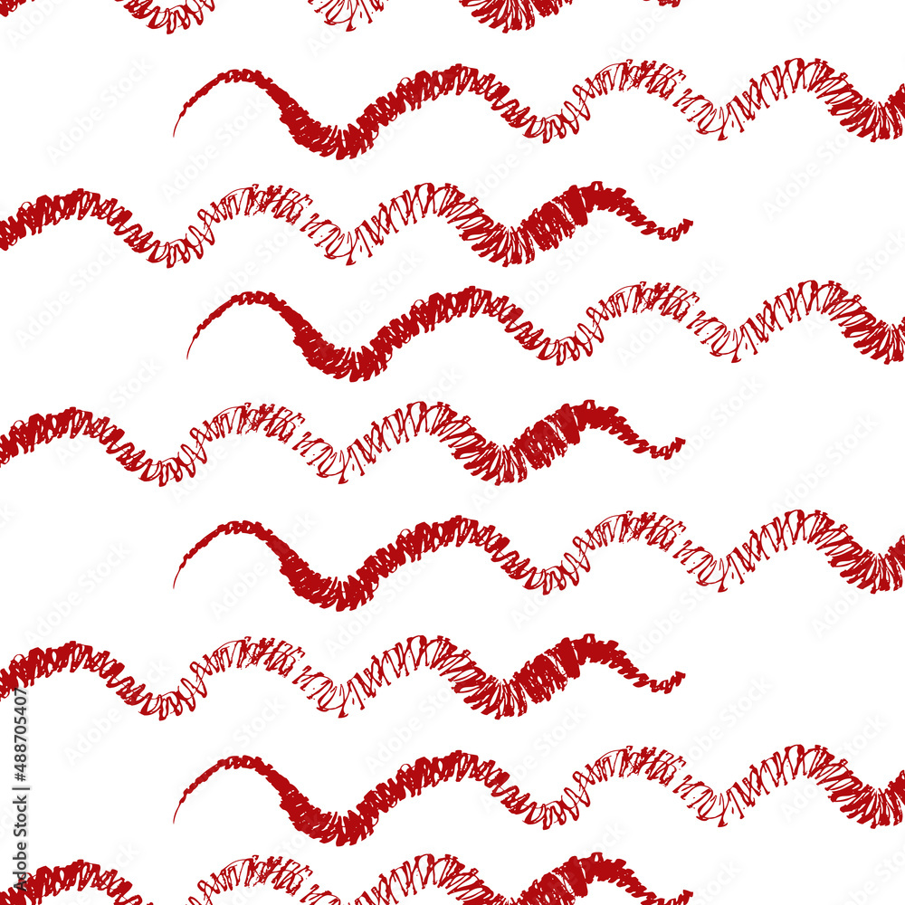 Vector seamless pattern with red wavy stripes on white background Vector seamless pattern with red wavy stripes on white background