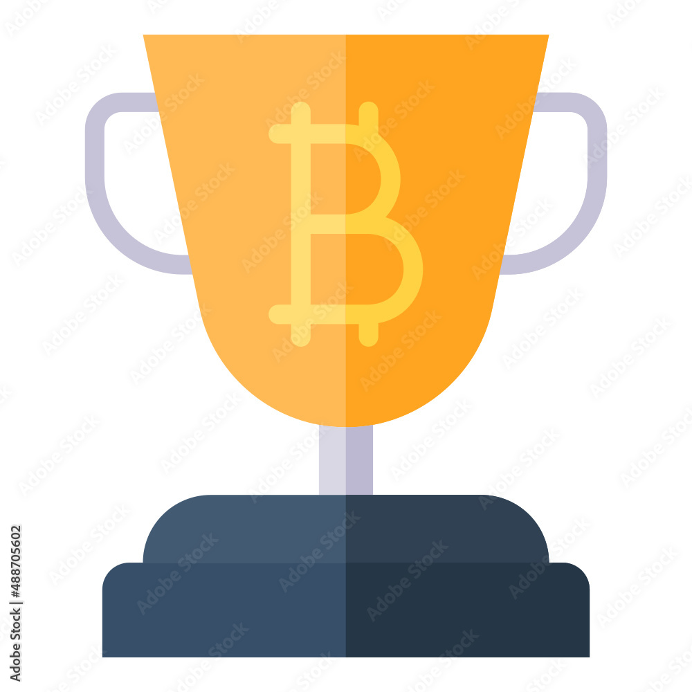 Trophy bitcoin flat icon. Can be used for digital product, presentation, print design and more. Trophy bitcoin flat icon. Can be used for digital product, presentation, print design and more.