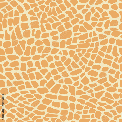 giraffe skin seamless pattern. beige repetitive background with brown irregular spots. abstract geometric shapes. fabric swatch. wrapping paper. vector design template for home decor, textile