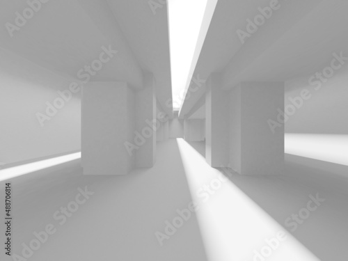 Illuminated corridor interior design. Empty Room Interior Background