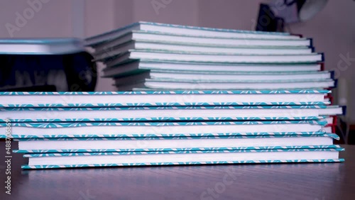 office magazines and accounting books on the table. the concept of working in an office.
