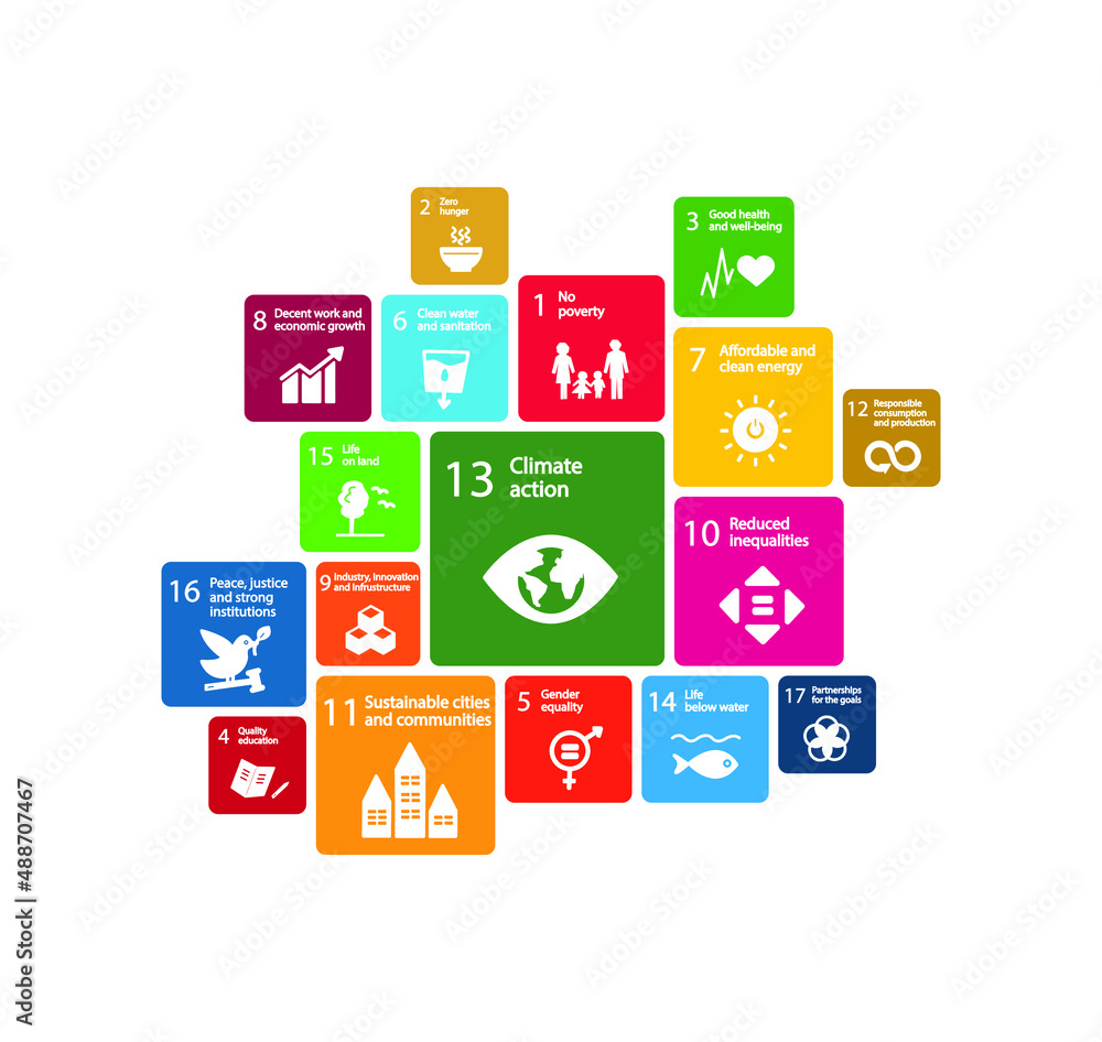 Sustainable Development Goals, Agenda 2030. Climate Action - Goal 13. Isolated icons. Vector illustration EPS 10 Sustainable Development Goals, Agenda 2030. Climate Action - Goal 13. Isolated icons. Vector illustration EPS 10
