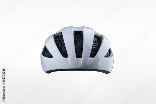 White bicycle helmet isolated on white background
