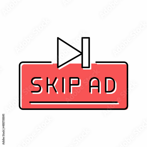 skip ad button color icon vector illustration