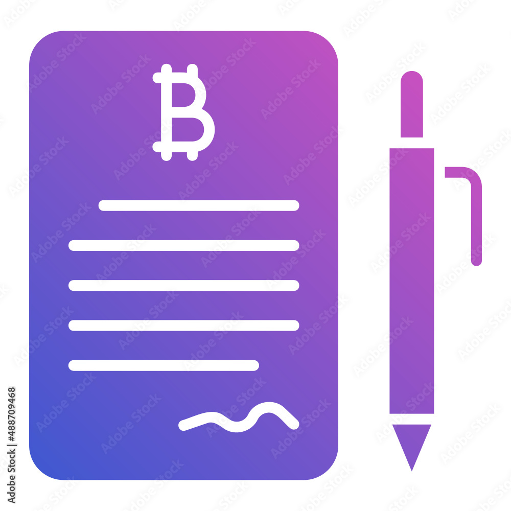 Contract bitcoin paper pen signature flat gradient icon. Can be used for digital product, presentation, print design and more. Contract bitcoin paper pen signature flat gradient icon. Can be used for digital product, presentation, print design and more.