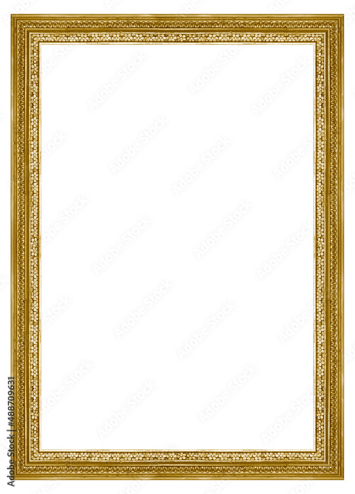 Golden frame for paintings, mirrors or photo isolated on white background. Design element with clipping path Golden frame for paintings, mirrors or photo isolated on white background. Design element with clipping path