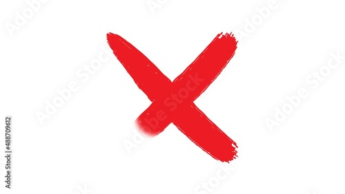 Cross symbol animation on white background, Wrong Symbol in Motion graphic.