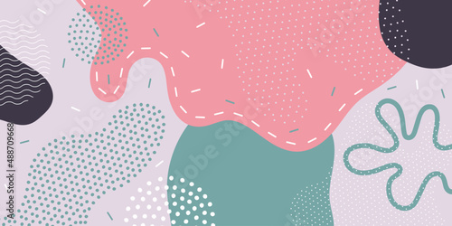 Cute doodle pattern background with abstract shapes and dots. Modern vector pattern for Banner, Flyer, Cover...