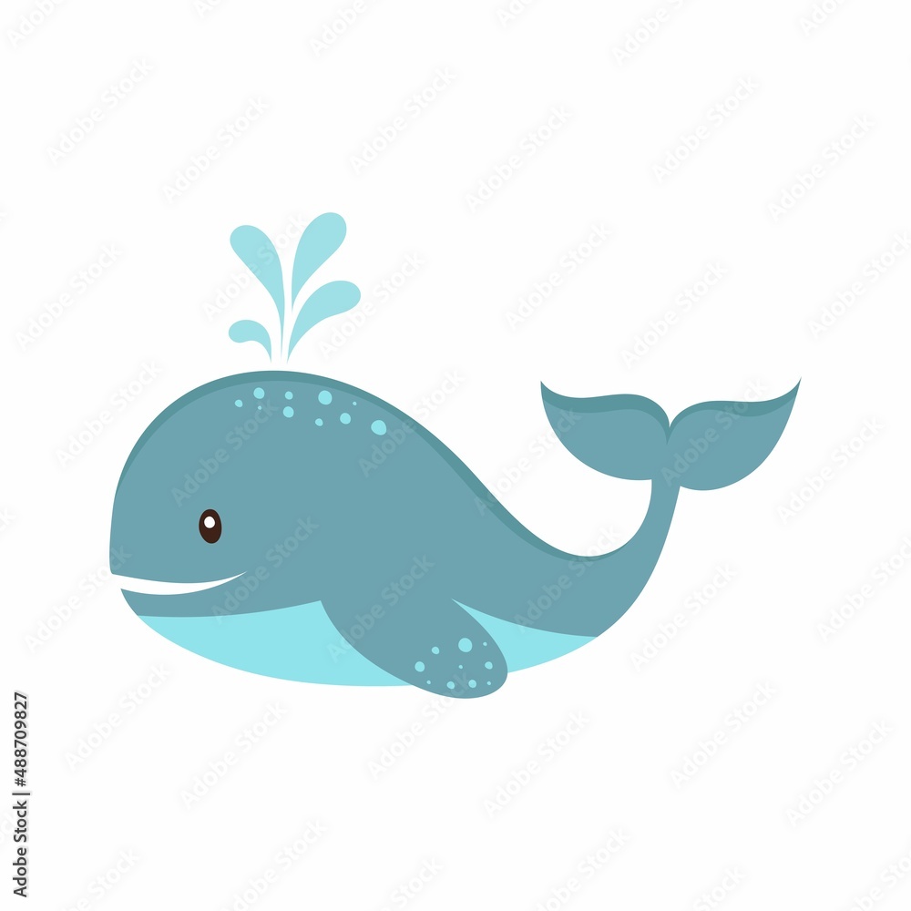 Vector illustration of a whale in a cartoon style. Vector illustration of a whale in a cartoon style.
