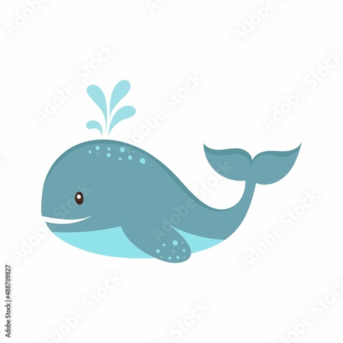 Vector illustration of a whale in a cartoon style.