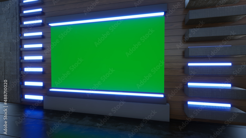 News Studio, Backdrop For TV Shows .TV On Wall.3D Virtual News Studio Background, 3d illustration News Studio, Backdrop For TV Shows .TV On Wall.3D Virtual News Studio Background, 3d illustration
