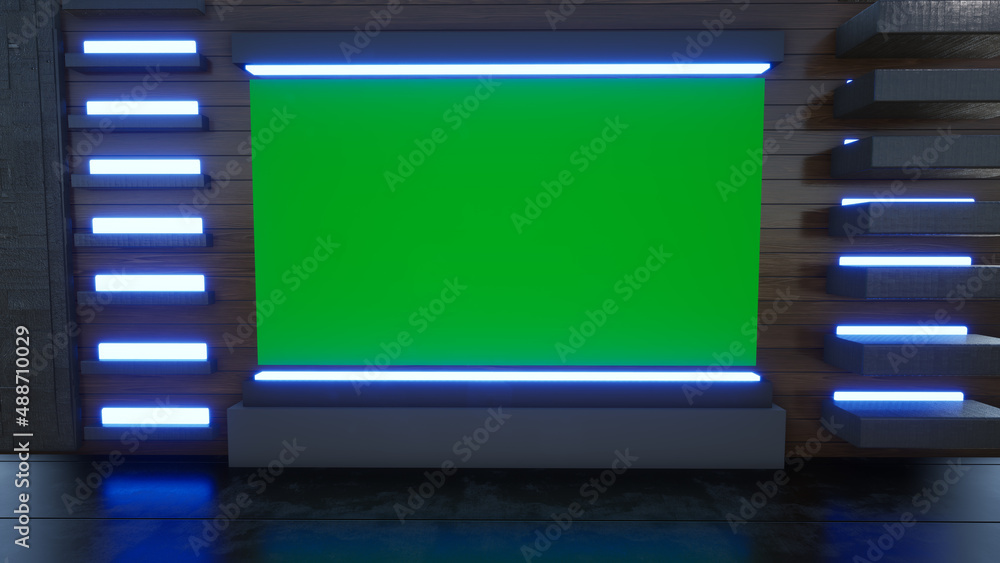News Studio, Backdrop For TV Shows .TV On Wall.3D Virtual News Studio Background, 3d illustration News Studio, Backdrop For TV Shows .TV On Wall.3D Virtual News Studio Background, 3d illustration