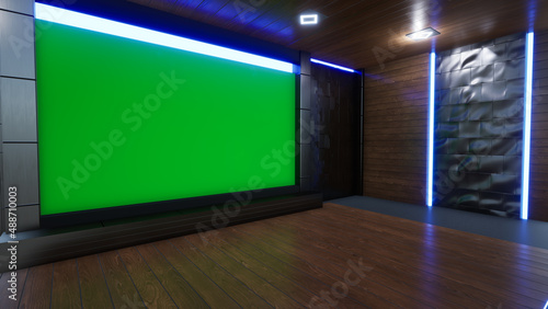 News Studio, Backdrop For TV Shows .TV On Wall.3D Virtual News Studio Background, 3d illustration