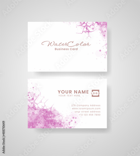 Abstract splashed watercolor business card