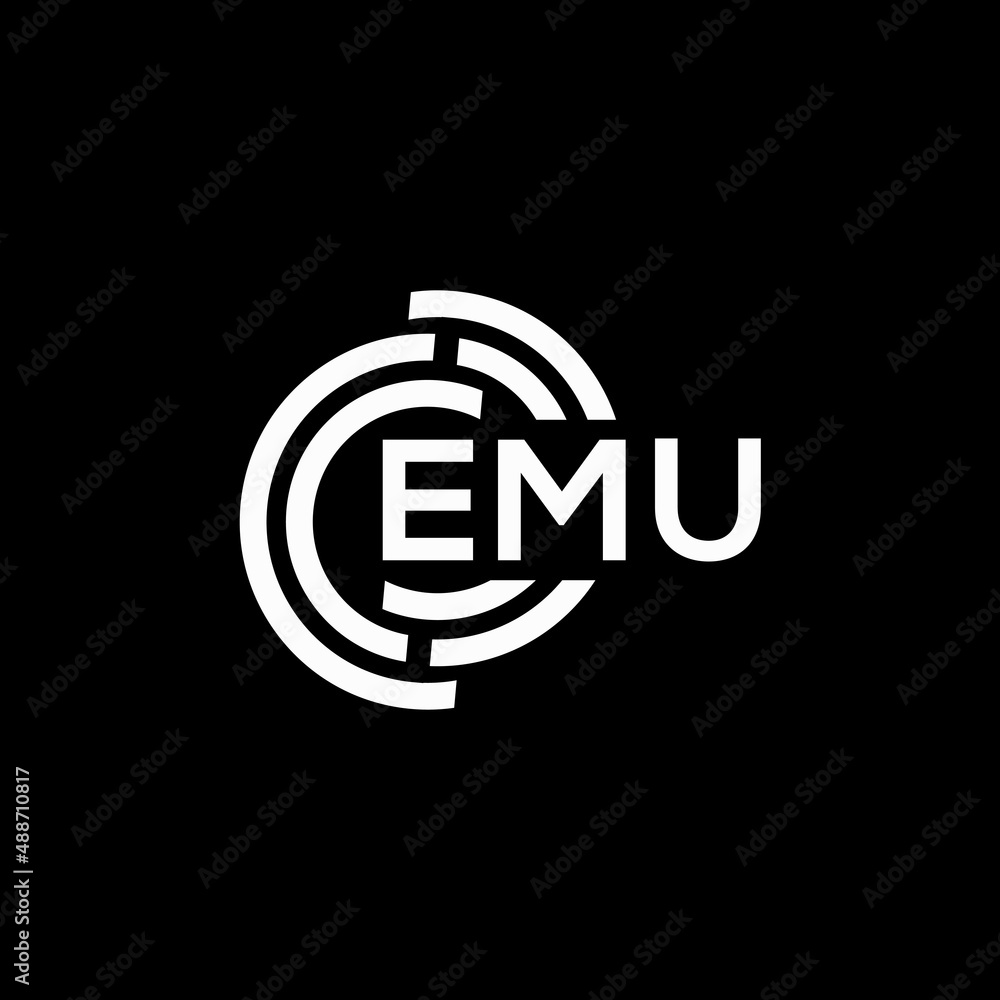 EMU letter logo design on black background. EMU creative initials letter logo concept. EMU letter design. EMU letter logo design on black background. EMU creative initials letter logo concept. EMU letter design.